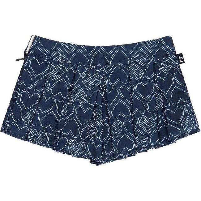 Heart Print Skirt, Navy - Skirts - 2