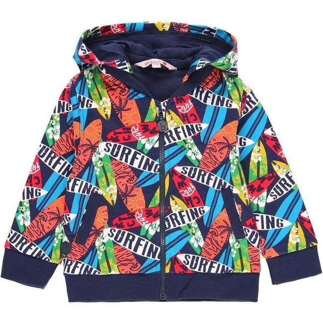 Surfboard Zip Up Cardigan, Navy - Cardigans - 1