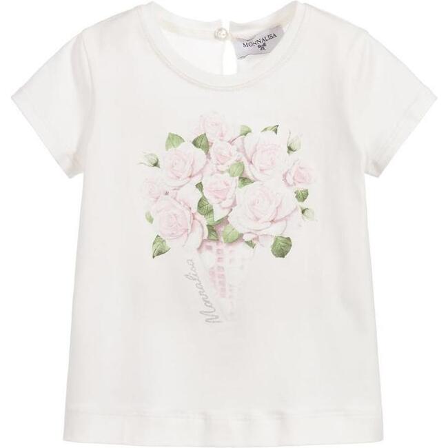 Floral Print T-Shirt, White - Tees - 1