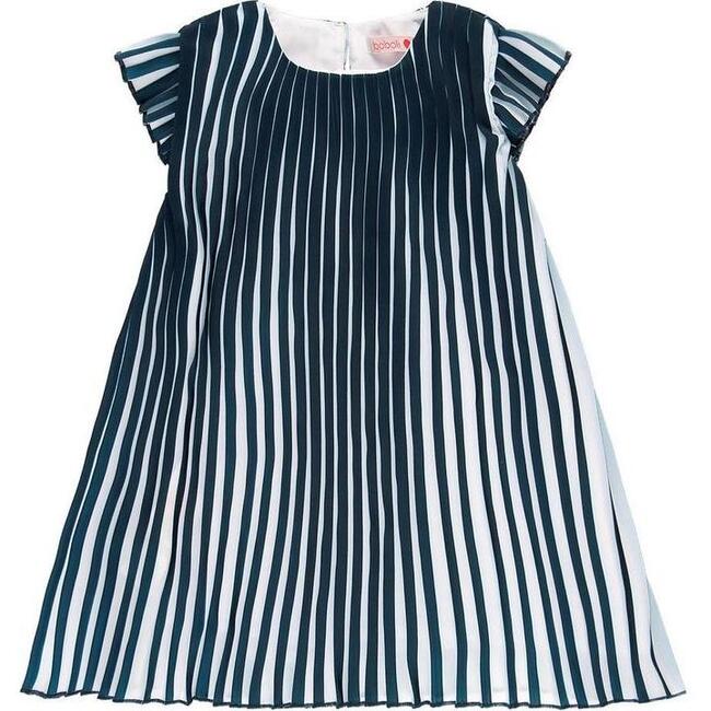 Striped Dress, Navy - Dresses - 1