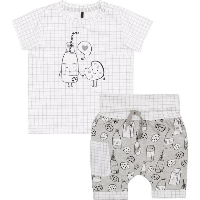 "Milky Tummy" Top & Shorts Set, Gray - Mixed Apparel Set - 1