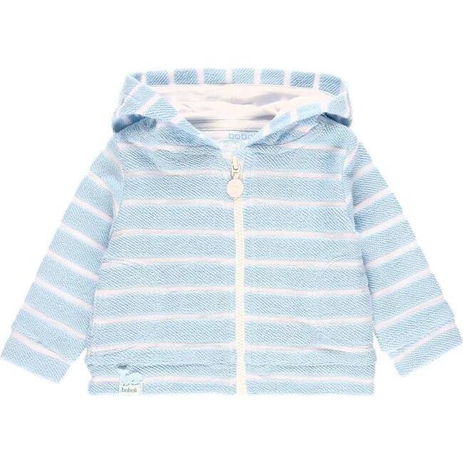 Striped Knit Jacket, Sky Blue - Jackets - 1