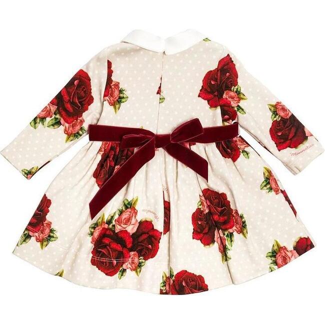 Rose & Spot Print Dress, Ecru - Dresses - 2