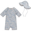 Goldie Short Sleeve One Piece Swimsuit, Blue Surf - One Pieces - 3
