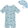 Goldie Short Sleeve One Piece Swimsuit, Iced Aqua Blue - One Pieces - 3