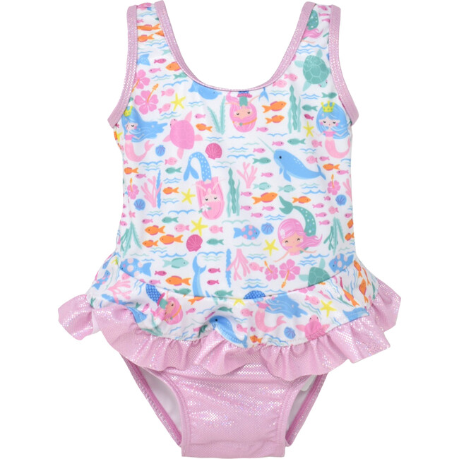 UPF 50 Stella Infant Ruffle Swimsuit, Fantasea Mermaid