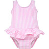 UPF 50 Stella Infant Ruffle Swimsuit, Pink Gingham Seersucker - One Pieces - 1 - thumbnail