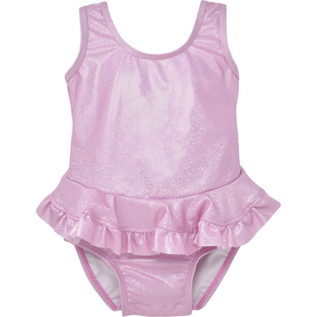 UPF 50 Stella Infant Ruffle Swimsuit, Sparkling Sunset Pink