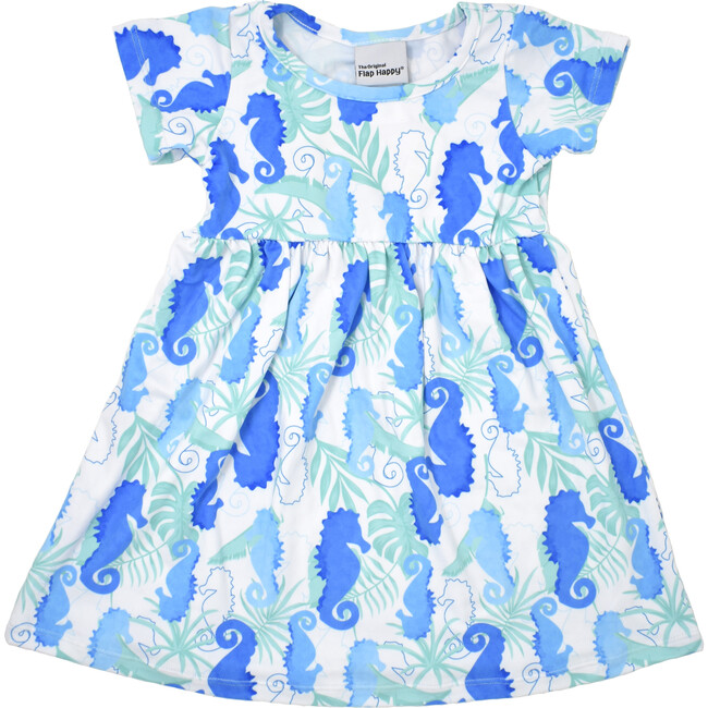 UPF 50 Laya Short Sleeve Tee Dress, Seahorse Reef - Dresses - 1 - zoom