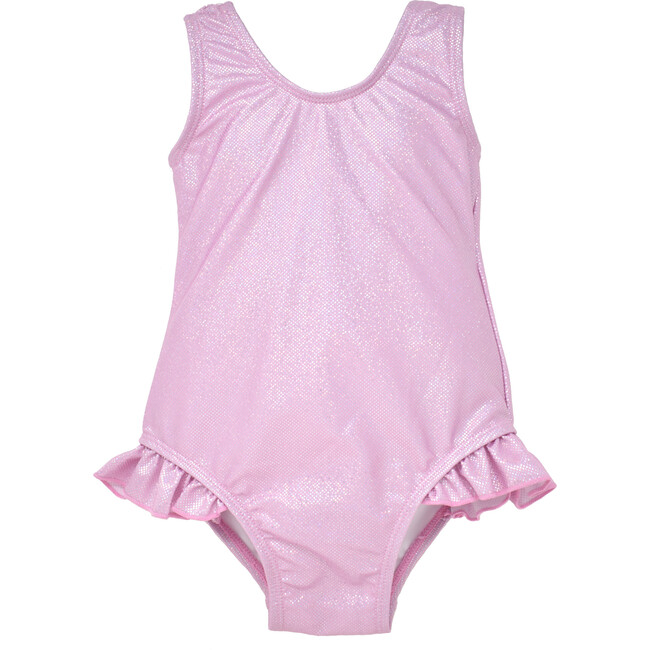 UPF 50 Delaney Hip Ruffle Swimsuit, Sparkling Sunset Pink - One Pieces - 1