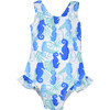UPF 50 Delaney Hip Ruffle Swimsuit, Seahorse Reef - One Pieces - 1 - thumbnail