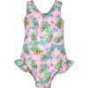 UPF 50 Delaney Hip Ruffle Swimsuit, Luau Palms - One Pieces - 1 - thumbnail