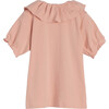 Lani Ruffle Collar Jersey Top, Peony Pink - Shirts - 2