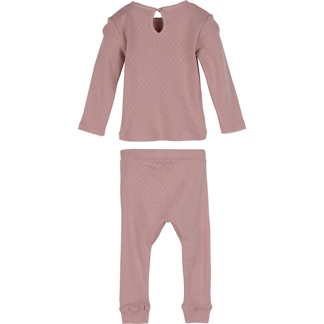 Baby Long Sleeve Pointelle Set, Darker Dusty Rose - Mixed Apparel Set - 2