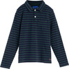 Finley Long Sleeve Polo, Navy & Evergreen - Shirts - 1 - thumbnail