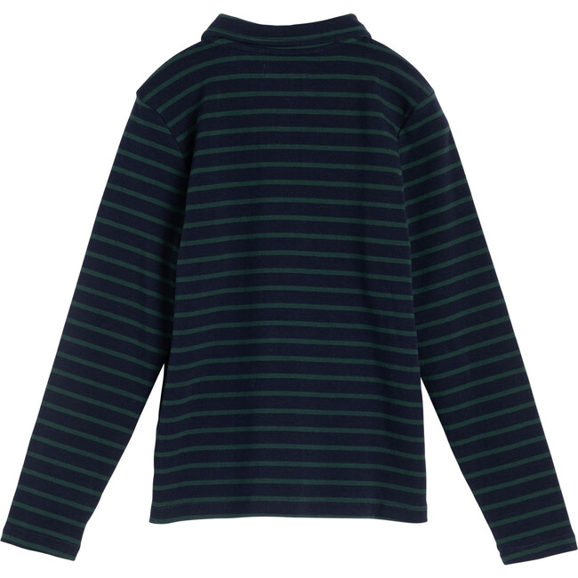 Finley Long Sleeve Polo, Navy & Evergreen - Shirts - 2