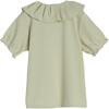Lani Ruffle Collar Jersey Top, Sage - Shirts - 3