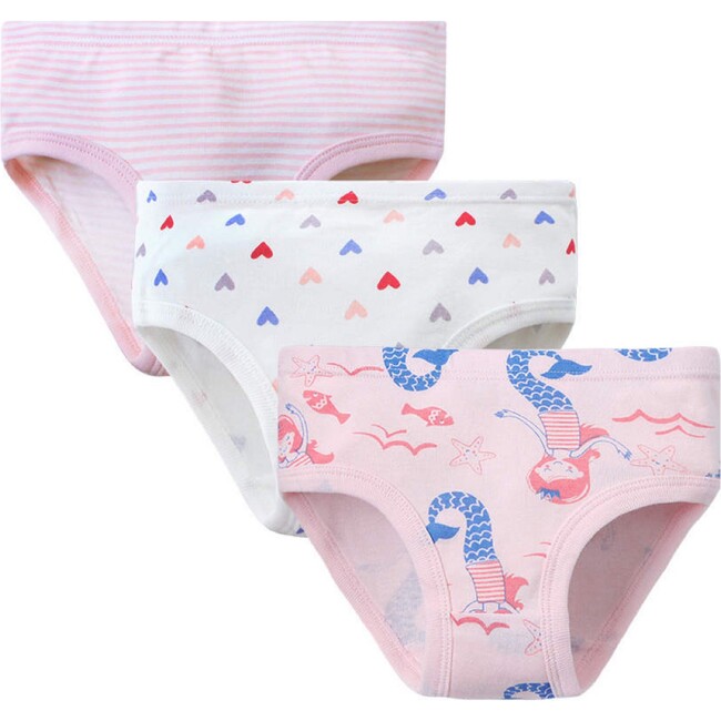 3 Pack Underwear, Hearts, Mermaids & Stripes - Underwear - 1