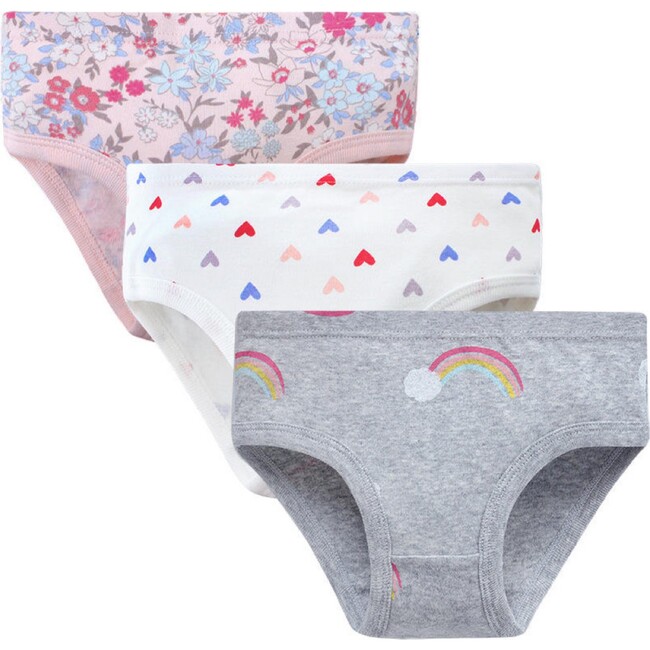 3 Pack Underwear, Rainbows, Hearts & Flowers - Underwear - 1