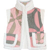 Kids 6y Shearling Quilt Gilet, Pink & Taupe - Vests - 1 - thumbnail
