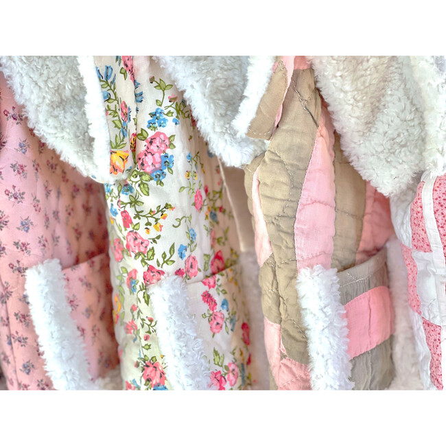 Kids 6y Shearling Quilt Gilet, Pink & Taupe - Vests - 3