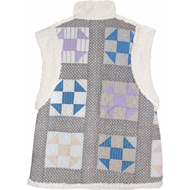 Women's Large Shearling Quilt Gilet, Soft Grey
