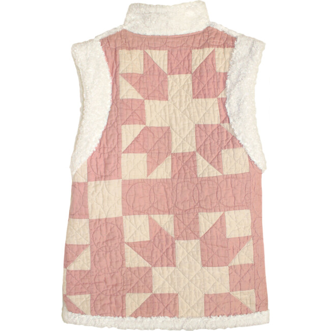 Women's Small Shearling Quilt Gilet, Dusty Rose - Vests - 3