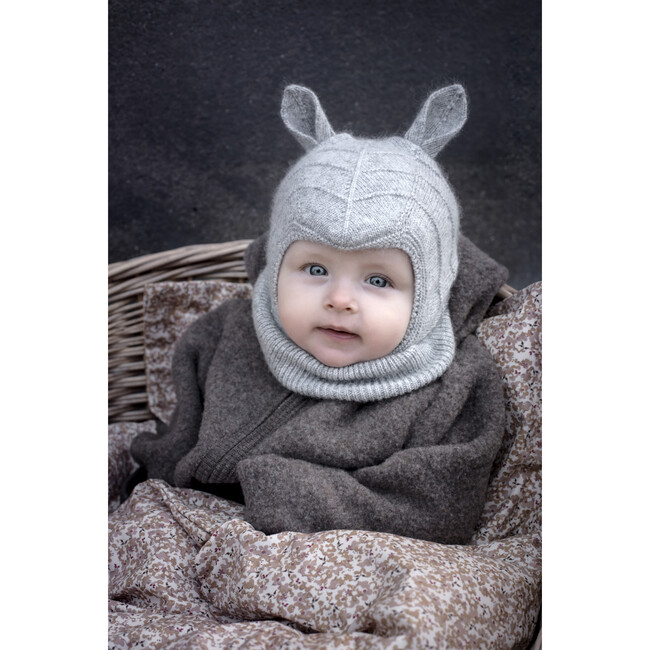 Mini Rabbit Balaclava w/cashmere, Light Grey