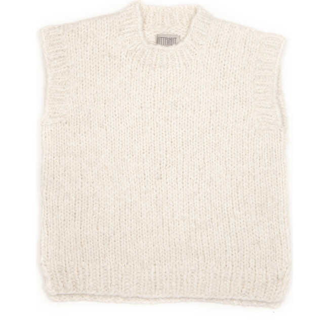 Hand-knit Alpaca Vest, Off White