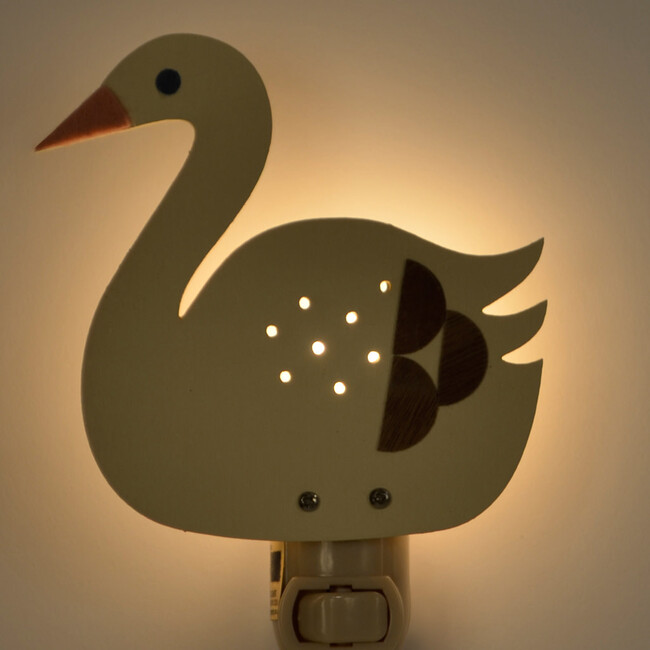 Handpainted Plug-In Nightlight, White Swan