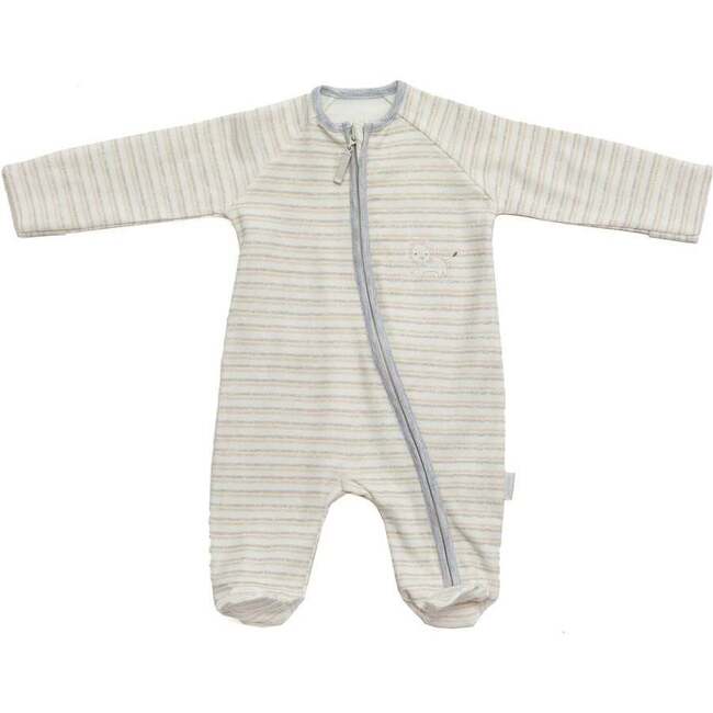 Lion Overall Romper, Beige - Rompers - 1