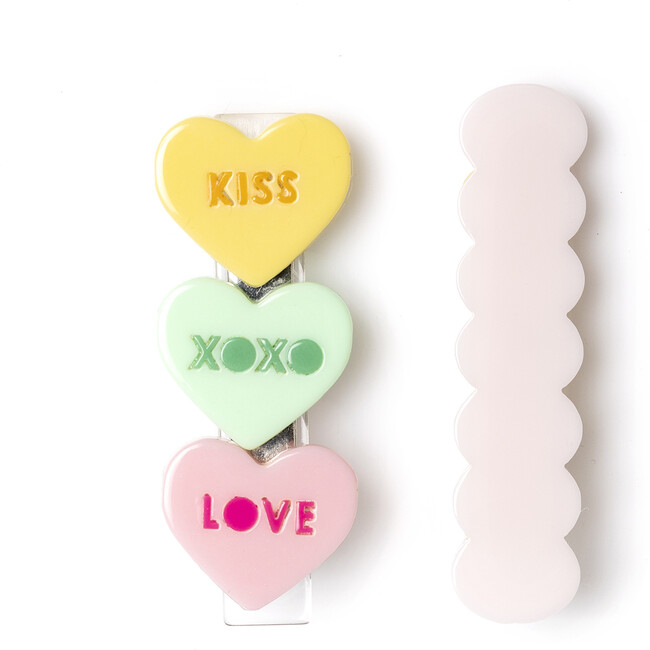 Multi Candy Hearts Pastel Shades Alligator Clips