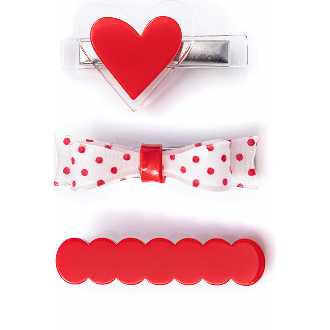 Three Combo Bow Tie Red Polka Dots Alligator Clip - Hair Accessories - 1