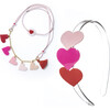 Multi Cece Hearts Red Pink Shades Headband & Necklace Bundle - Mixed Accessories Set - 1 - thumbnail