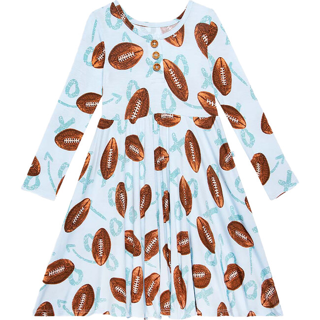 Long Sleeve Henley Twirl Dress, Field Day - Dresses - 1