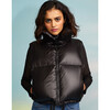 Women's Nylon Puffer Vest, Black - Vests - 2