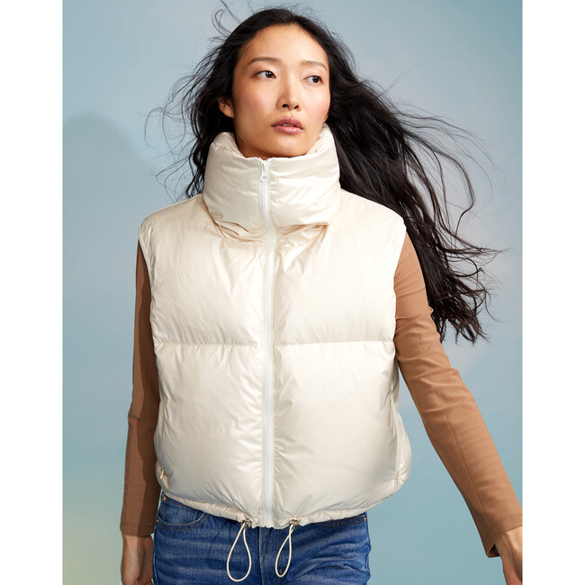 Women's Nylon Puffer Vest, White