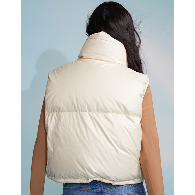 Women's Nylon Puffer Vest, White - Vests - 3