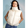 Women's Nylon Puffer Vest, White - Vests - 4