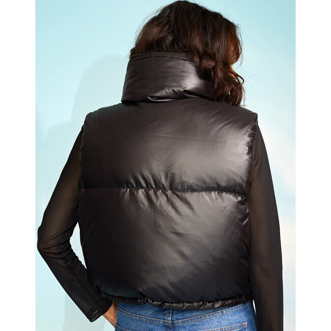 Women's Nylon Puffer Vest, Black - Vests - 3