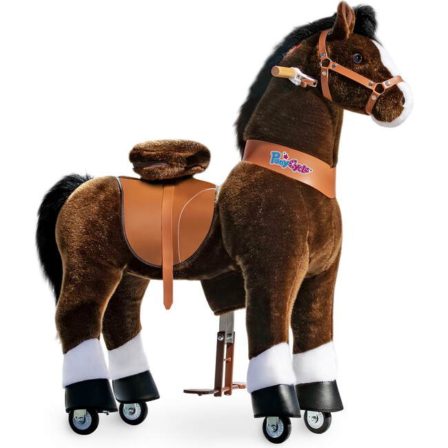 Dark Brown Horse with White Hoof, Large - Ride-On - 1 - zoom