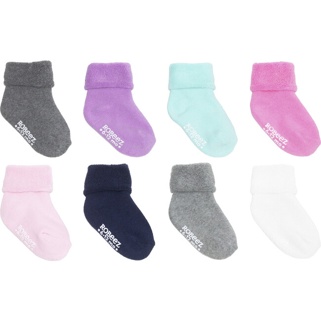 Solid Terry Cuff Socks 8 Pack, Pastel - Socks - 1