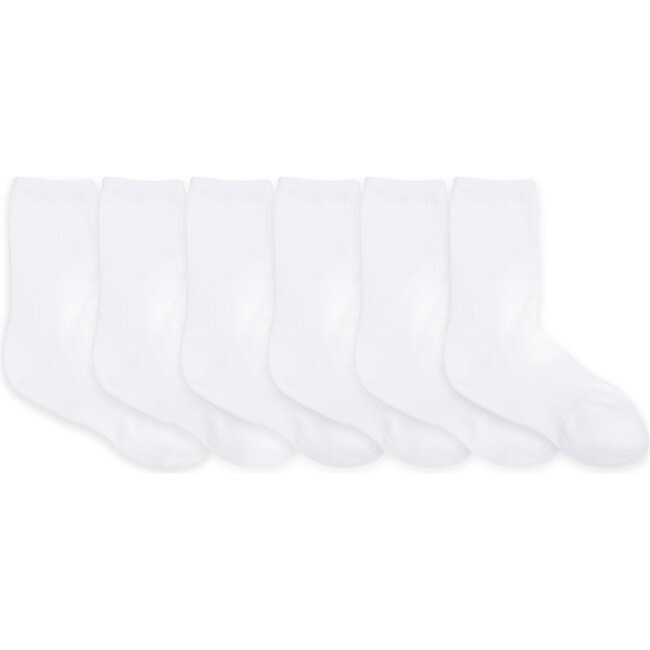 Solid Crew Socks 6 Pack, White - Socks - 1