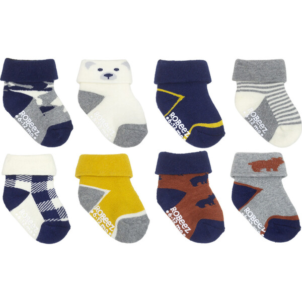 Beary Cute Socks 8 Pack, Navy - Robeez Tights & Socks | Maisonette