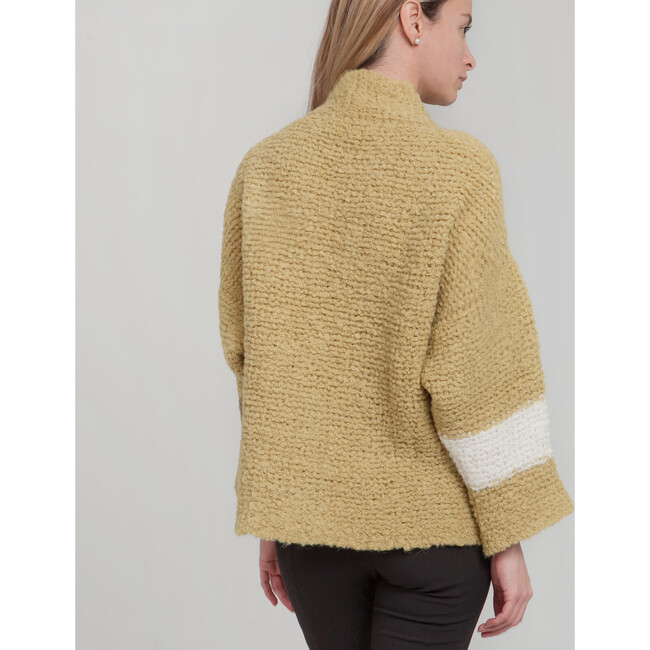 Women's Fluffy Cardigan, Mustard Yellow - Cardigans - 5