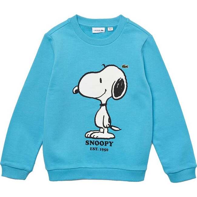 Snoopy Print Sweatshirt, Blue - Lacoste Tops | Maisonette