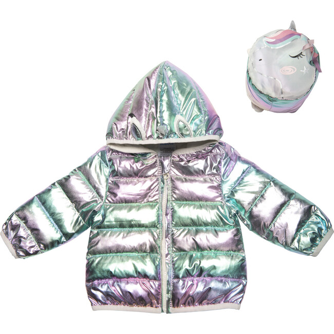 Packable Character Jacket, Rainbow Unicorn - Coats - 1
