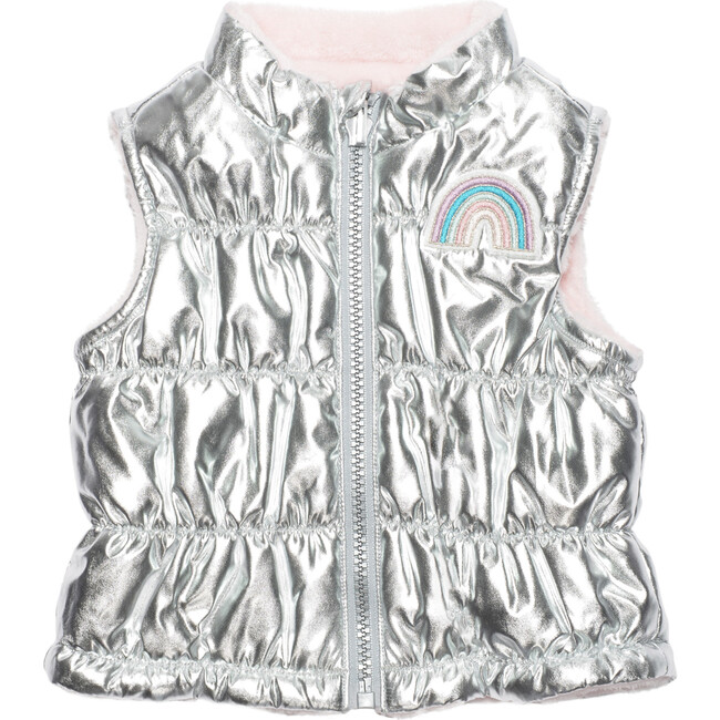 Reversible Minky Vest, Silver - Vests - 1