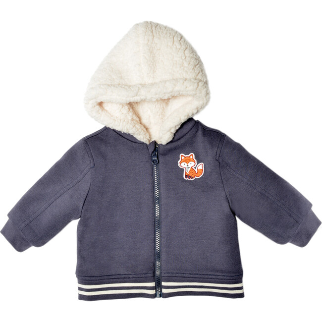 Odziezet Baby Boys Horn Buckle Fleece Duffle Coat Jacket Long Sleeve Hooded Cotton Coat Autumn Winter Outwear for Infant Kids Gray 