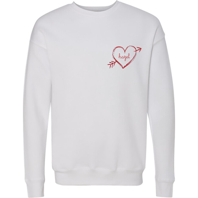 Women's Heart Bow + Arrow Supersoft Crewneck, White - Sweatshirts - 1